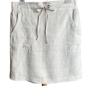 Saks Fifth Avenue 100% Linen Cream Pencil Skirt Sz M‎